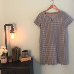 Grid Gray and White Dress